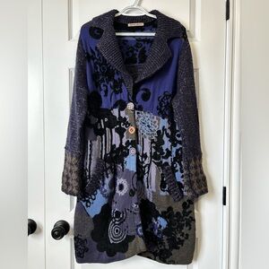 Aldo Martins Wool Alpaca Boho Artisan Knit Long Cardigan